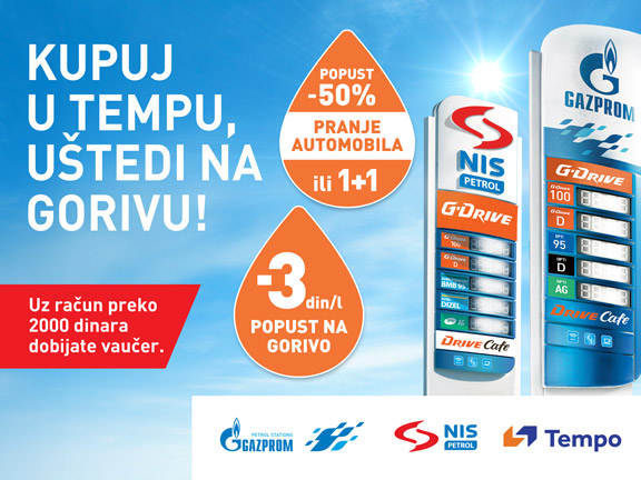 Tempo i benzinske stanice NIS Petrol i Gazprom za srećan put!